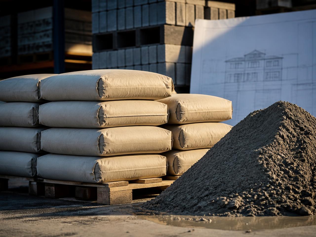 Cement bags and concrete material